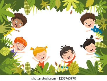 Vector Illustration Of Kids Nature