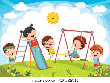 Vector Illustration Of Kids Playing