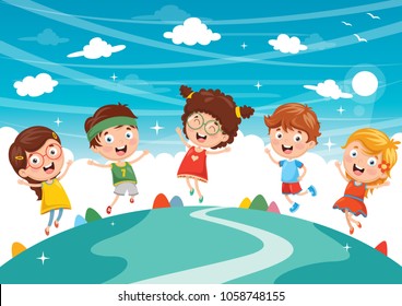 Vector Illustration Of Kids Playing