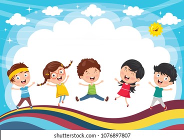 Vector Illustration Of Kids Playing