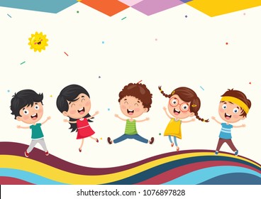 Vector Illustration Of Kids Playing