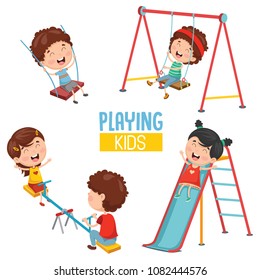 Vector Illustration Of Kids Playing