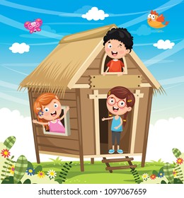 Vector Illustration Of Kids Playing