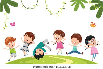 Vector Illustration Of Kids Playing