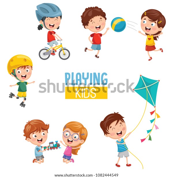 Vector Illustration Kids Playing Stock Vector (Royalty Free) 1082444549 ...