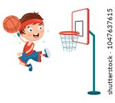 Vector Illustration Of Kids Playing Basketball