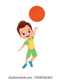 Vector Illustration Of Kids Playing Basketball