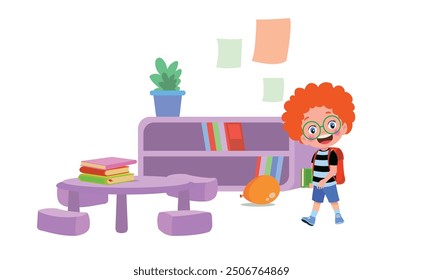 Vector Illustration Of Kids Playing in the clasroom