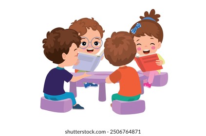 Vector Illustration Of Kids Playing in the clasroom