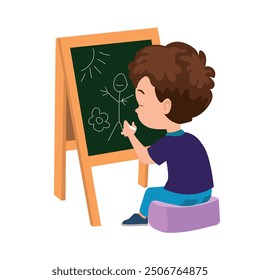 Vector Illustration Of Kids Playing in the clasroom