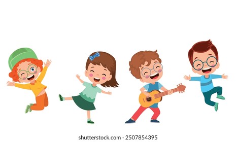 Vector Illustration Of Kids Playing in the clasroom