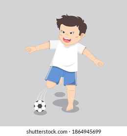 Vector Illustration Of Kids Playing Football