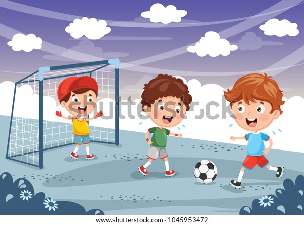 Vector Illustration Kids Playing Football Stock Vector (Royalty Free ...