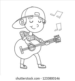 Vector Illustration Of Kids Playing Guitar