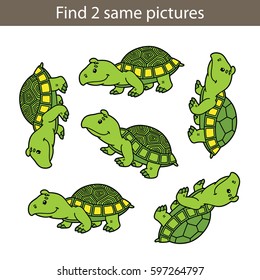 Vector illustration of kids puzzle educational game Find same pictures for preschool children