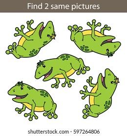 Vector illustration of kids puzzle educational game Find same pictures for preschool children