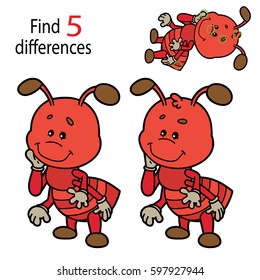 Vector illustration of kids puzzle educational game Find 5 differences for preschool children
