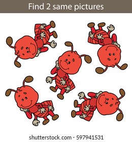 Vector illustration of kids puzzle educational game Find same pictures for preschool children