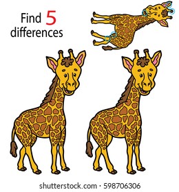 Vector illustration of kids puzzle educational game Find 5 differences for preschool children