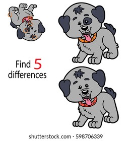 Vector illustration of kids puzzle educational game Find 5 differences for preschool children