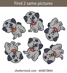 Vector illustration of kids puzzle educational game Find same pictures for preschool children