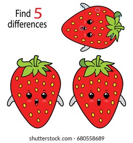 Vector illustration of kids puzzle educational game Find 5 differences for preschool children