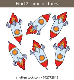 Vector illustration of kids puzzle educational game Find same pictures for preschool children