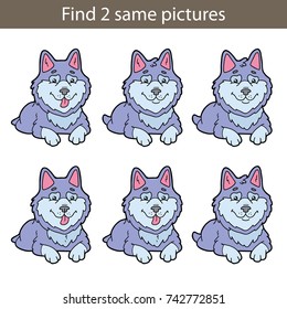 Vector illustration of kids puzzle educational game Find same pictures for preschool children