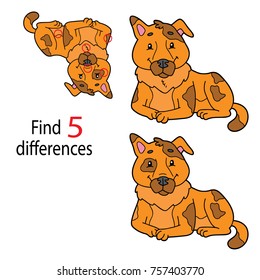 Vector illustration of kids puzzle educational game Find 5 differences for preschool children with cartoon character