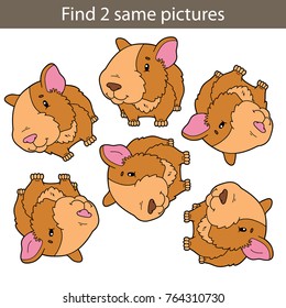 Vector illustration of kids puzzle educational game Find same pictures for preschool children