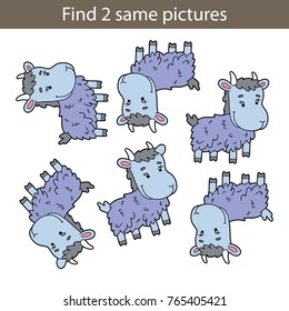 Vector illustration of kids puzzle educational game Find same pictures for preschool children