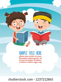 Vector Illustration Of Kids Reading Book
