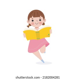 Vector Illustration Of Kids Reading Book, Children Education isolated on white background