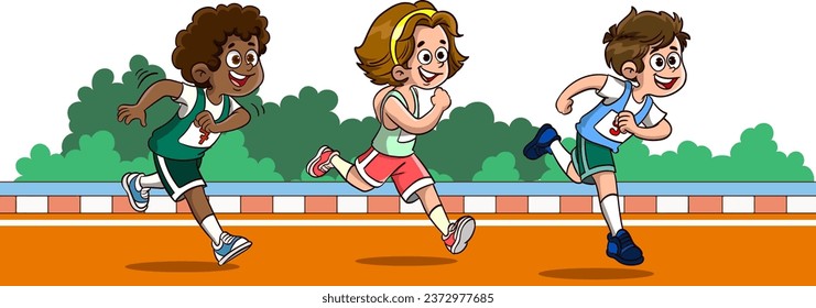 ilustración vectorial de niños en carrera 