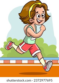 vector illustration of kids running race 