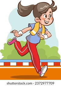 vector illustration of kids running race 