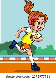 vector illustration of kids running race 