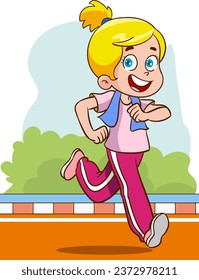 vector illustration of kids running race 