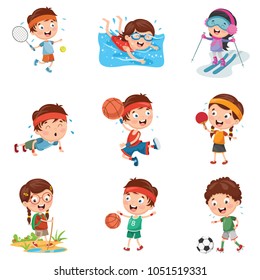 Vector Illustration Of Kids Sports