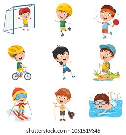 Vector Illustration Of Kids Sports