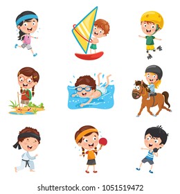 Vector Illustration Of Kids Sports