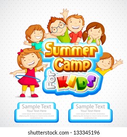 Vector Illustration Of Kids Summer Camp Poster