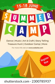 Vector illustration of Kids Summer Camp flyer template