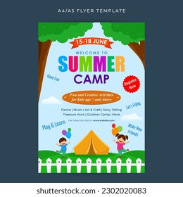 Vector illustration of Kids Summer Camp flyer template