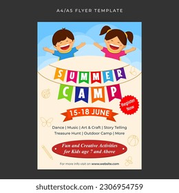 Vector illustration of Kids Summer Camp flyer template