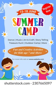 Vector illustration of Kids Summer Camp flyer template