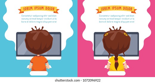 Vector Illustration Of Kids Technology