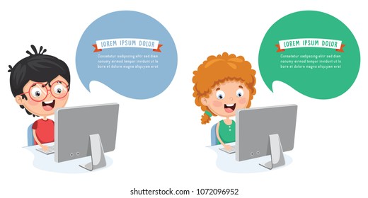 Vector Illustration Of Kids Technology