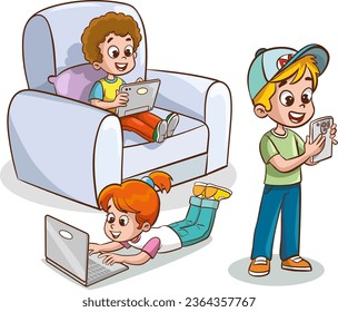 Vector Illustration Of Kids Technology