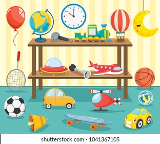 Vector Illustration Of Kids Toys